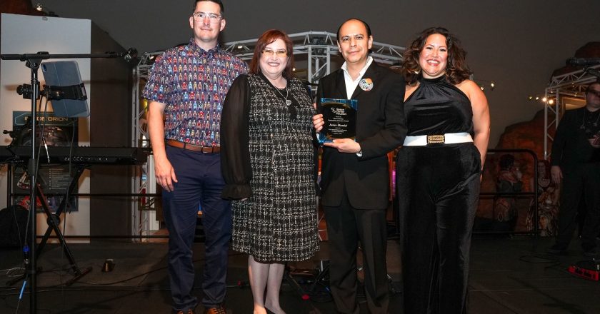 Space Center Houston Awards the Cherri Brinley Outstanding Educator Award to Javier Montiel at the 31st Space Exploration Educators Conference (SEEC)